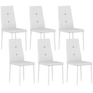HOMCOM Set di 6 Sedie da Pranzo Rivestite in PU con Schiena…
