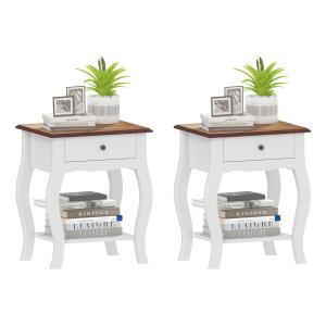 HOMCOM Set di 2 Comodini da Notte con Cassetto e Ripiano Ap…