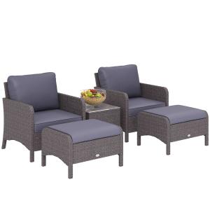 Outsunny Set Mobili Giardino Eleganti, 2 Poltrone   2 Poggi…