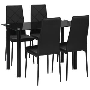 HOMCOM Set Tavolo da Pranzo Moderno con 4 Sedie Imbottite i…