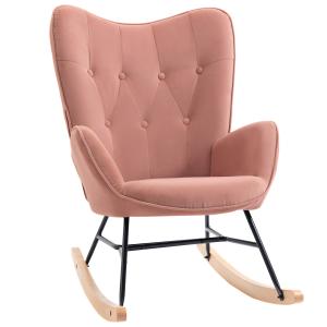 HOMCOM Sedia a Dondolo con Trapuntatura, Pattini in Legno,…