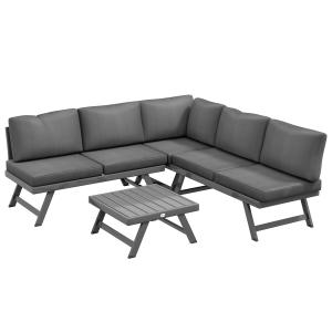 Outsunny Set da giardino a angolo e convertibile 4 pezzi co…