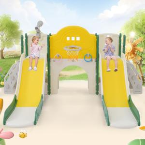 Scivolo per bambini 8-in-1, gioco da arrampicata multifunzi…