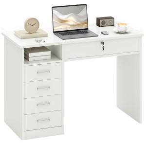 HOMCOM Scrivania per Camera o Ufficio in Legno con 2 Casset…