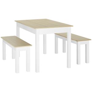 HOMCOM Set tavolo da pranzo 3 pezzi con 2 panche incassabil…