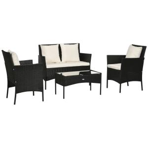 Outsunny Set da Giardino 4Pezzi in Rattan con 2 Sedie, Polt…