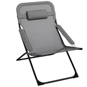 Outsunny Sedia da Giardino Pieghevole e Reclinabile su 4 Li…