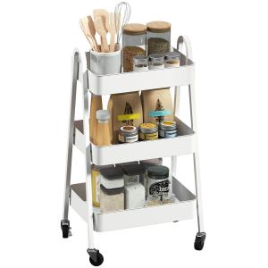 HOMCOM Carrello Cucina Multiuso a 3 Livelli, Ruote Girevoli…