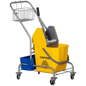 HOMCOM Carrello Pulizie con Strizzatore, Secchio 25L e Ripi…