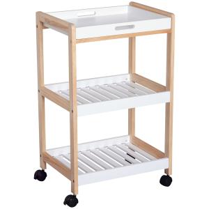 HOMCOM Carrello da servizio desserte da cucina a ruote 2 ri…