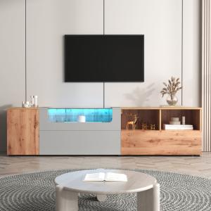 Mobile TV nei colori grigio chiaro e legno rustico con LED,…