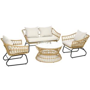 Outsunny Salotto da giardino 4 pezzi in resina intrecciata…
