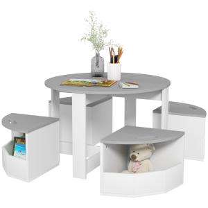 AIYAPLAY Set con Tavolo per Bambini e 4 Sgabelli Salvaspazi…