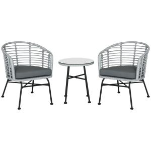 Outsunny Set Mobili da Giardino 3 Pezzi in Rattan, Salotto…