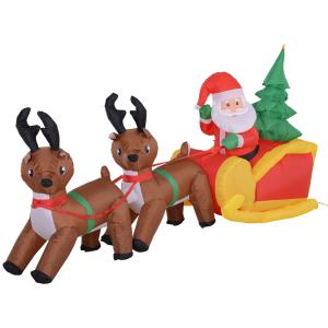 HOMCOM Gonfiabile di Babbo Natale con Slitta e Renne, Autog…