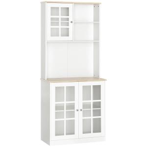 HOMCOM Credenza Moderna in Legno MDF Bianco con 2 Vetrinett…
