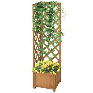 Outsunny Fioriera da Giardino in Legno di Abete Marrone con…