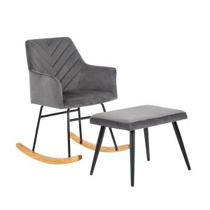 Poltroncina Dondolo con Poggiapiedi in Velluto, Poltrona co…
