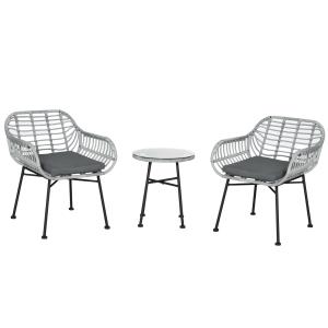 Outsunny Salotto da Esterno 3 Pezzi in Rattan PE, Set con 2…