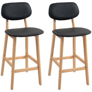 HOMCOM Set 2 Sgabelli da Bar con Schienale, Rivestimento Fi…