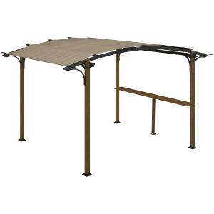Outsunny Pergola tonnella da giardino con bancone tetto ad…