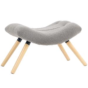 HOMCOM Pouf moderno con rivestimento in pile e gambe in leg…
