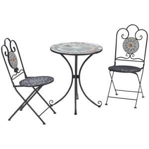 Outsunny Set da Giardino 3 Pezzi, Design con Mosaico, 2 Sed…