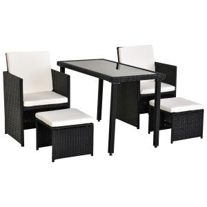 Outsunny Set Mobili da Giardino Rattan 5 Pezzi Tavolo 2 Sed…