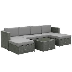 Outsunny Set Mobili da Giardino 7 Pezzi in Rattan e Acciaio…