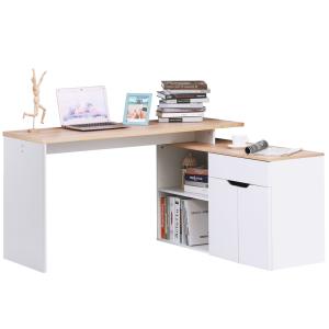 HOMCOM Scrivania Angolare con Libreria a 2 Ripiani, Armadie…