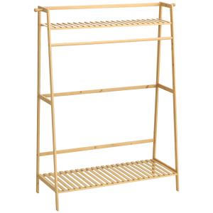 HOMCOM Appendiabiti in Bambù, Design Rialzato a 2 Livelli c…