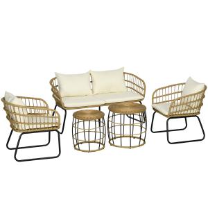 Outsunny Set salotto da giardino mobili da esterno 4 posti…