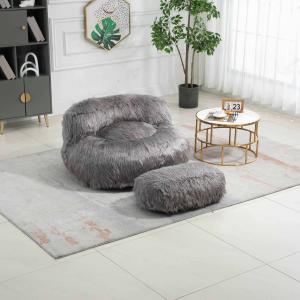 Poltrona Sacco Fluffy Confortevole con Pouf, Sedia Moderna…