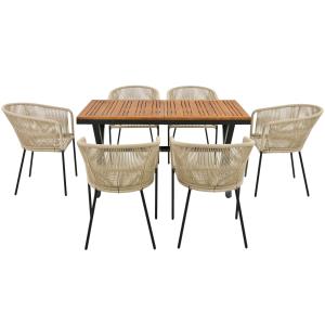 Set da pranzo da giardino 7 pezzi, con 6 poltrone e 1 tavol…