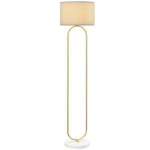 HOMCOM Lampada da Terra Moderna con Paralume in Tessuto, Do…