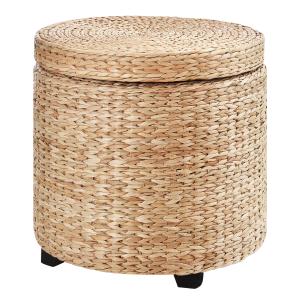 HOMCOM Pouf Contenitore Tondo con Rivestimento Rattan Lepir…