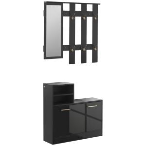 HOMCOM Set Appendi Abiti da Ingresso con Specchio e Panca S…