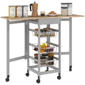 HOMCOM Carrello da Cucina con 3 Cestini, Cassetto e 2 Ribal…