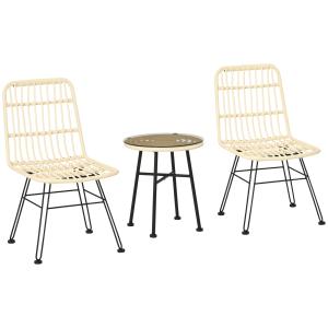 Outsunny Set Tavolino e Sedie da Giardino 3 Pezzi in Rattan…