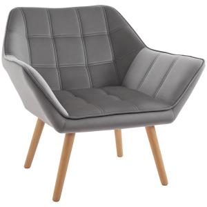 HOMCOM Poltroncina Stile Nordico in Legno ed Effetto Vellut…