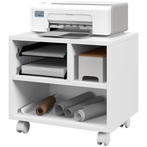 HOMCOM Mobile Porta Stampante a 2 Livelli con 3 Scomparti e…