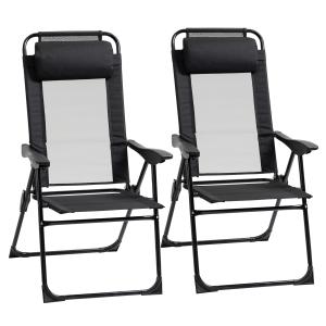 Outsunny Set di 2 sedie da giardino set base di 2 sedie pie…