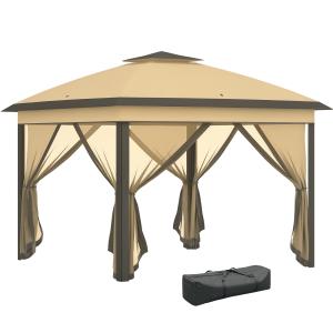 Outsunny Gazebo Pieghevole con Zanzariera e Doppio Tettucci…