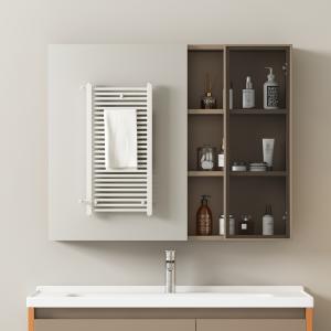 Armadietto a specchio per il bagno con ripiani, design con…