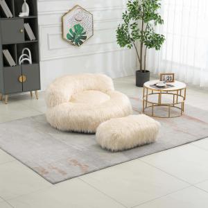 Poltrona Sacco Fluffy Confortevole con Pouf, Sedia Moderna…