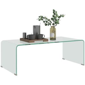 HOMCOM Tavolino in Vetro Temperato Moderno da Salotto con D…