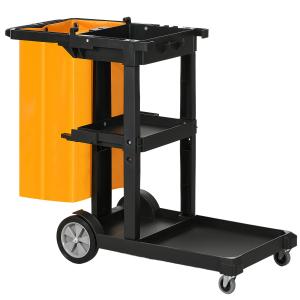 HOMCOM Carrello Pulizie a 3 Ripiani con Ganci e Sacco da 10…