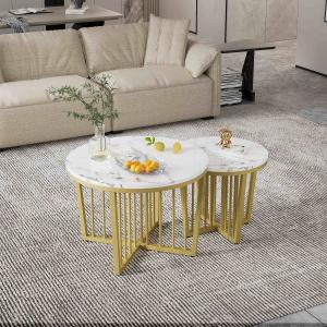 Set di Tavolini da Salotto Nesting in Marmo Lucido con Gamb…