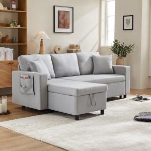 Divano Letto Multifunzione a L con Chaise Lounge Reversibil…