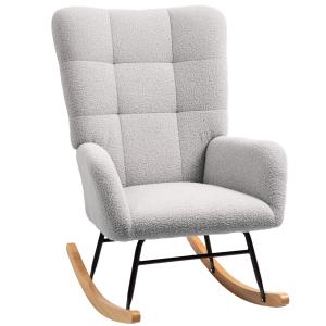 HOMCOM Poltrona dondolo, rivestimento peluche, imbottitura…